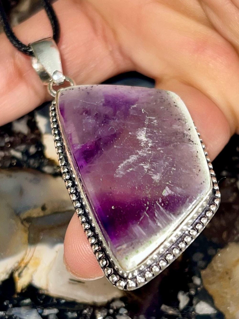 Auralite Amethyst Crystal Pendant 2 1/2”